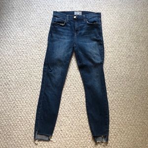 Current/ Elliot jeans with distressed bottoms